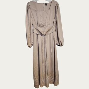 Elegant Beige Long Sleeve Dress